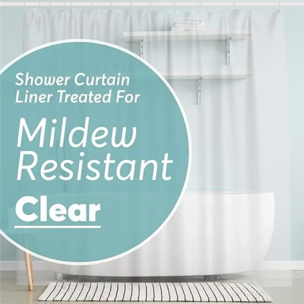 BigFoot Shower Curtain Liner 72x72 Clear PEVA Waterproof Bathroom Curtain